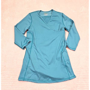Nuroo Shirt Womens XS Small Newborn Babywearing Pocket Blue 3/4 Sleeve
